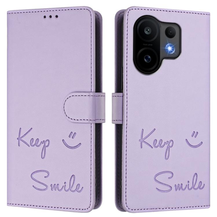 For vivo S30 Smile Embossing RFID Leather Phone Case