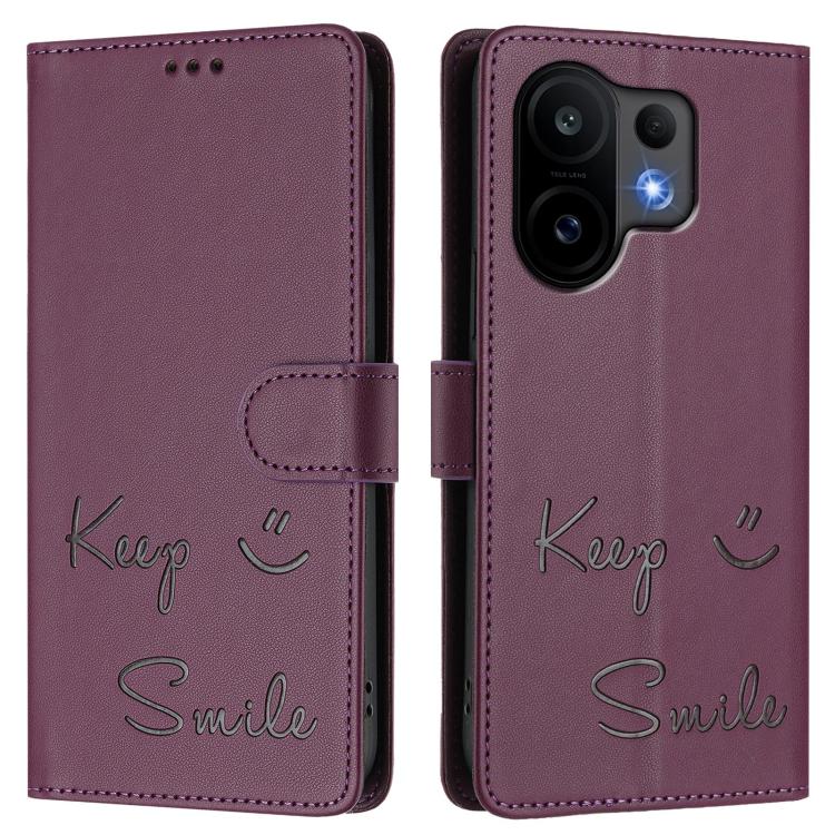 For vivo S30 Smile Embossing RFID Leather Phone Case