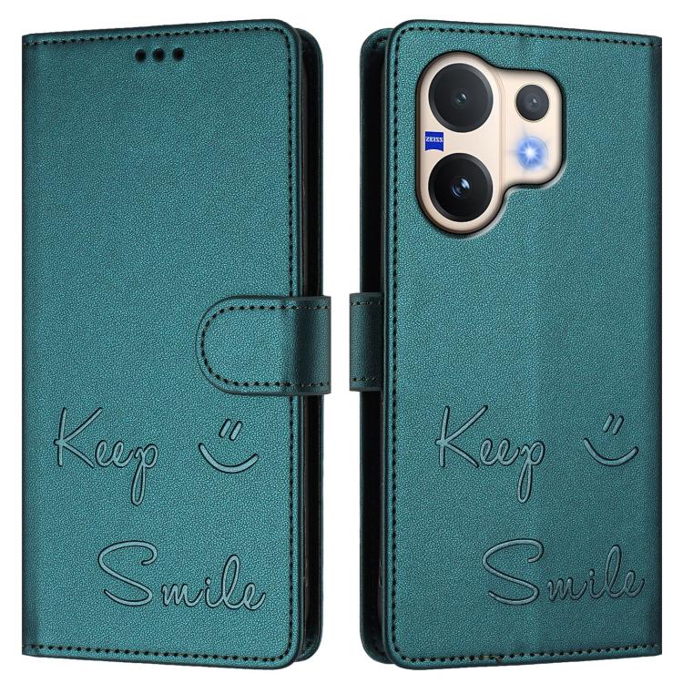 For vivo V60 5G Global Smile Embossing RFID Leather Phone Case