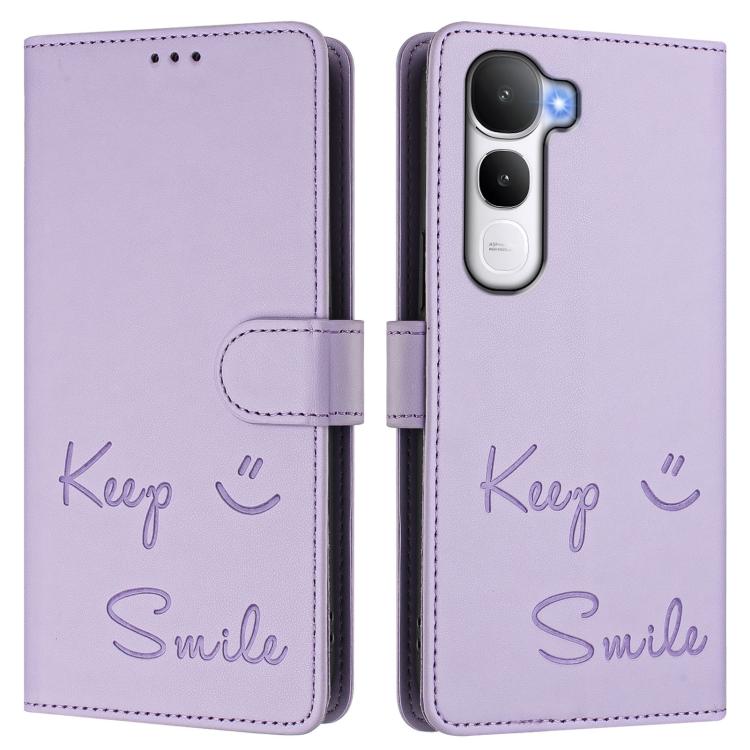 For vivo Y400 5G Global Smile Embossing RFID Leather Phone Case