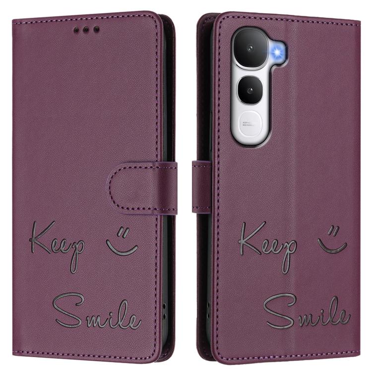 For vivo Y400 5G Global Smile Embossing RFID Leather Phone Case