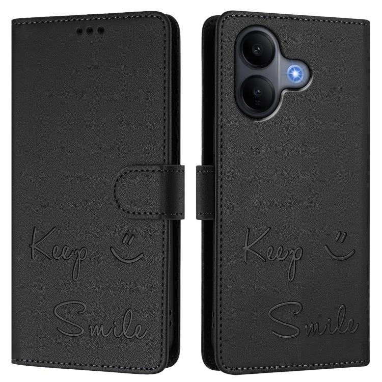For vivo V60 Lite 5G Global Smile Embossing RFID Leather Phone Case