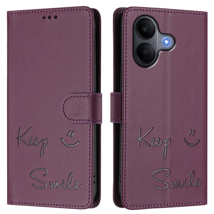 For vivo V60 Lite 5G Global Smile Embossing RFID Leather Phone Case