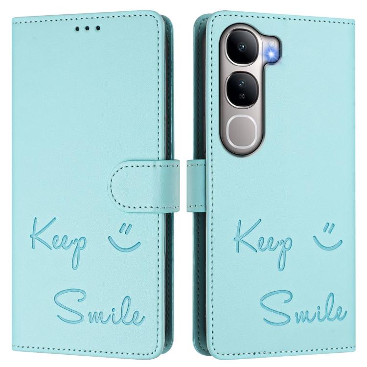 For vivo Y31 5G Global Smile Embossing RFID Leather Phone Case