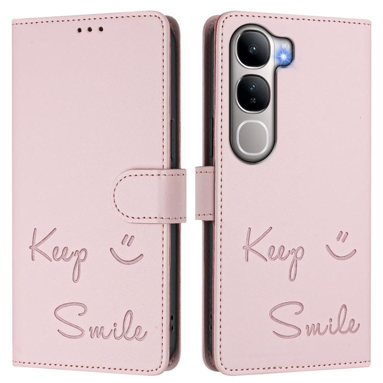 For vivo Y31 5G Global Smile Embossing RFID Leather Phone Case