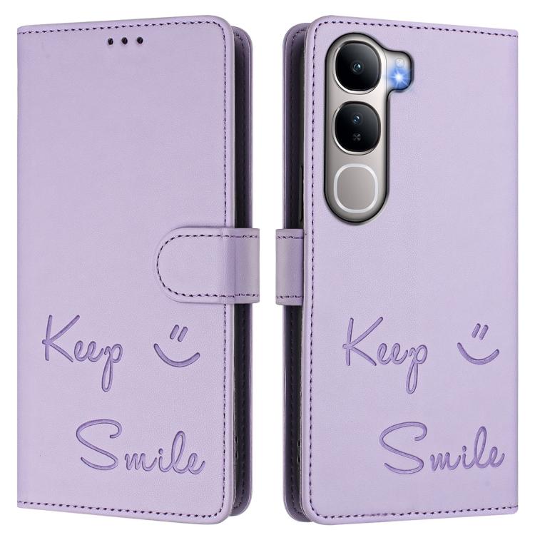 For vivo Y31 5G Global Smile Embossing RFID Leather Phone Case