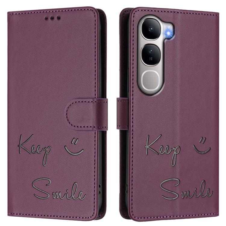 For vivo Y31 5G Global Smile Embossing RFID Leather Phone Case