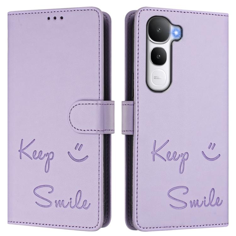 For vivo Y400 4G Smile Embossing RFID Leather Phone Case