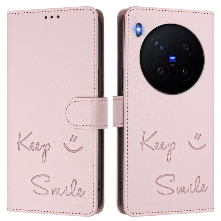 For vivo X300 Pro 5G Smile Embossing RFID Leather Phone Case