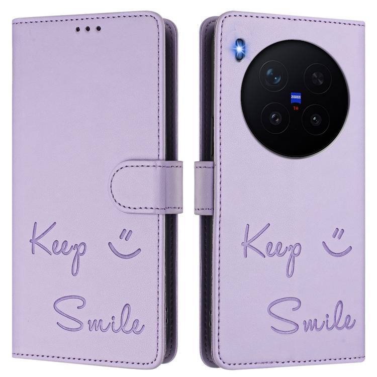 For vivo X300 Pro 5G Smile Embossing RFID Leather Phone Case