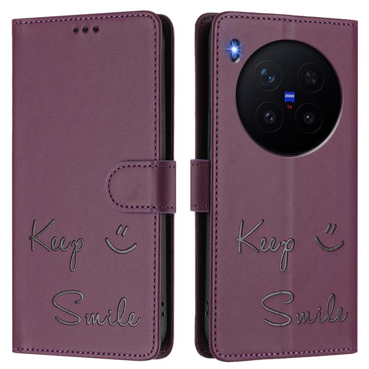 For vivo X300 Pro 5G Smile Embossing RFID Leather Phone Case