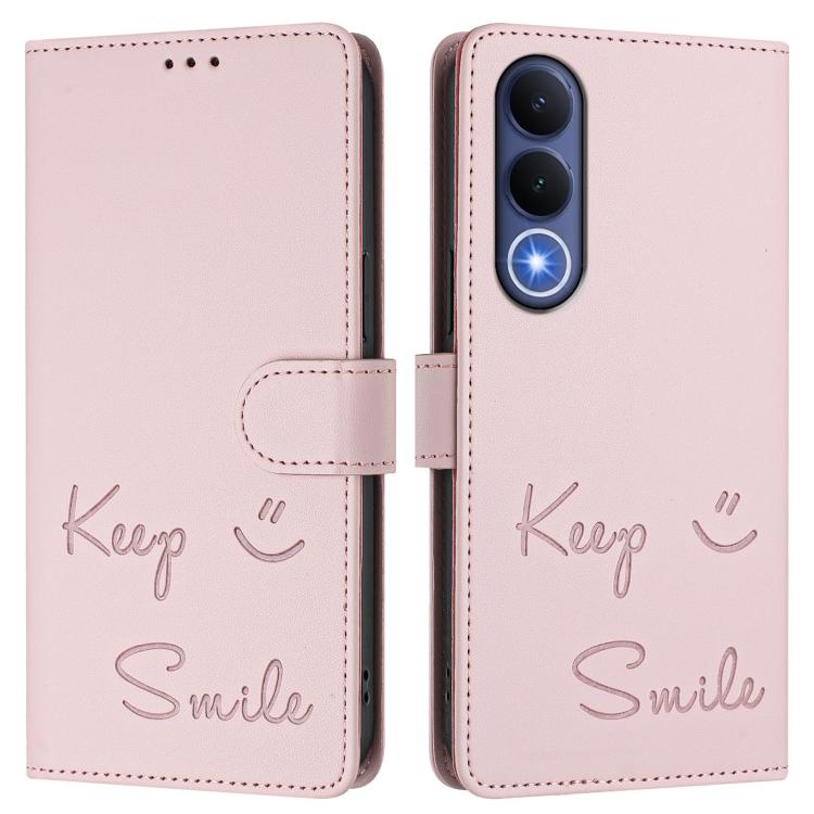 For vivo V70 FE 5G Smile Embossing RFID Leather Phone Case