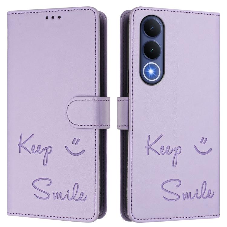 For vivo V70 FE 5G Smile Embossing RFID Leather Phone Case