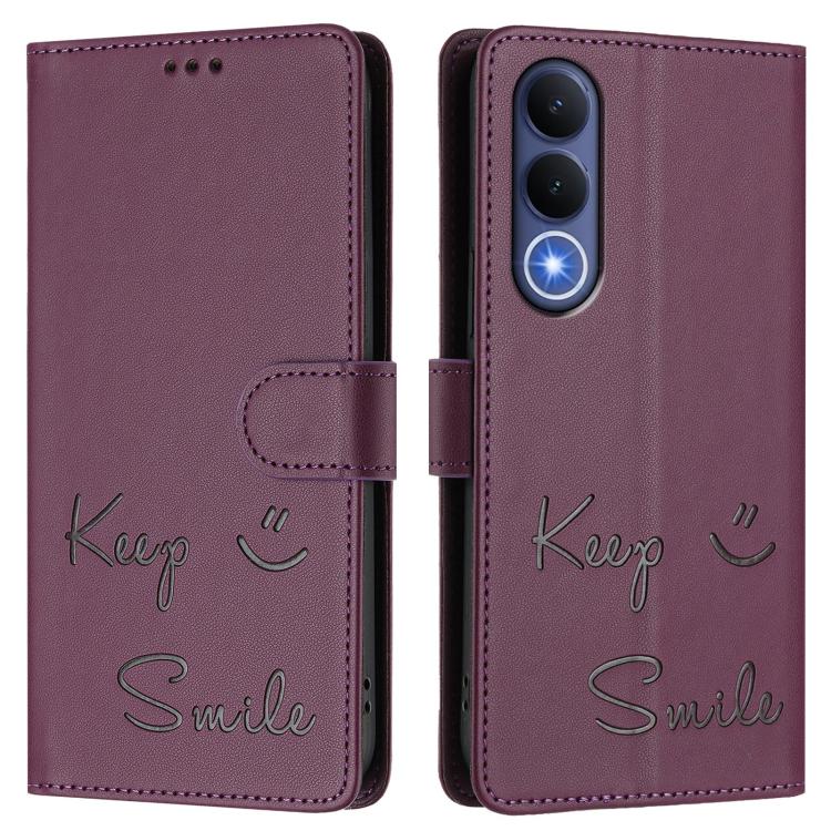 For vivo V70 FE 5G Smile Embossing RFID Leather Phone Case