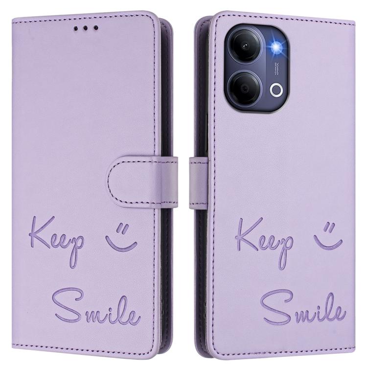 For vivo Y21 5G 2026 / vivo Y05 4G Smile Embossing RFID Leather Phone Case