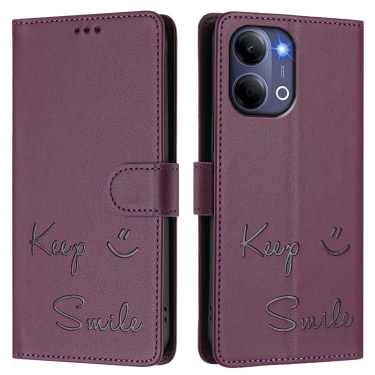 For vivo Y21 5G 2026 / vivo Y05 4G Smile Embossing RFID Leather Phone Case