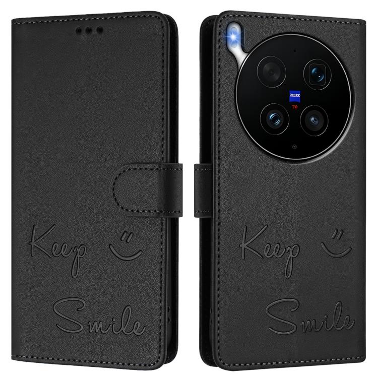 For vivo X300 Ultra Smile Embossing RFID Leather Phone Case
