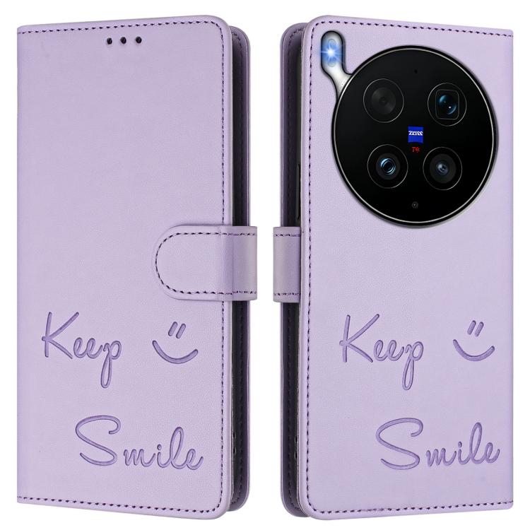For vivo X300 Ultra Smile Embossing RFID Leather Phone Case