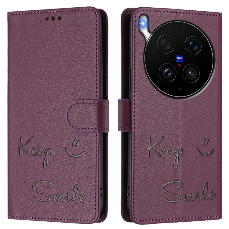 For vivo X300 Ultra Smile Embossing RFID Leather Phone Case