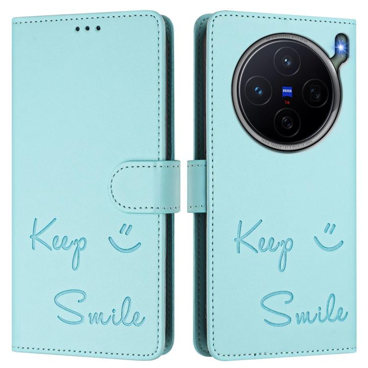 For vivo X300s Smile Embossing RFID Leather Phone Case
