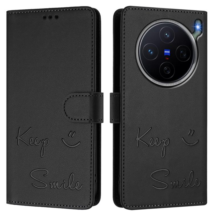 For vivo X300s Smile Embossing RFID Leather Phone Case