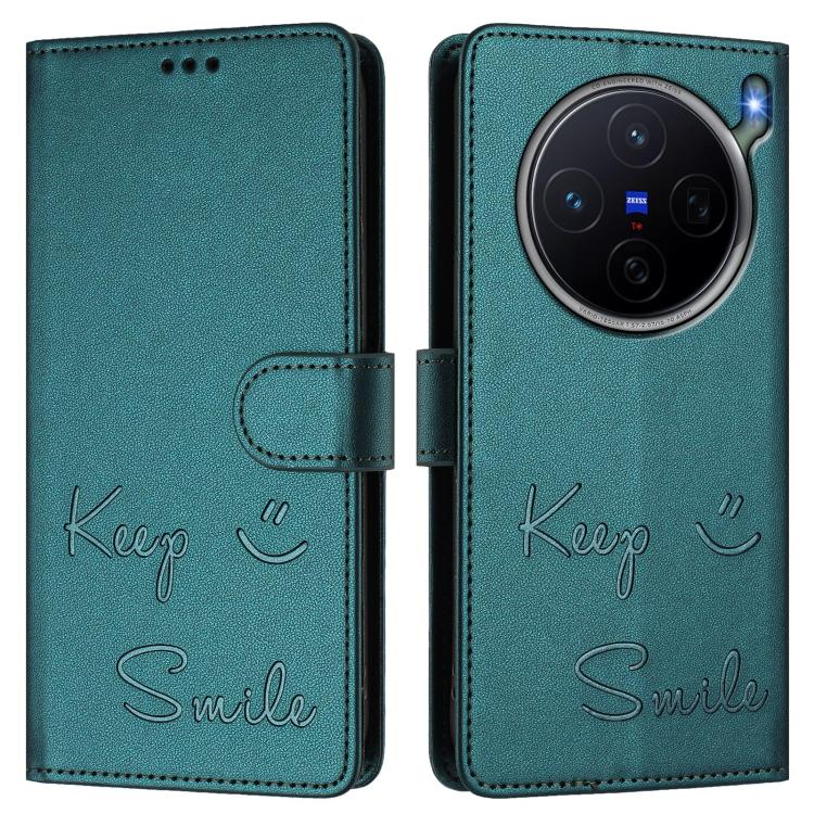 For vivo X300s Smile Embossing RFID Leather Phone Case