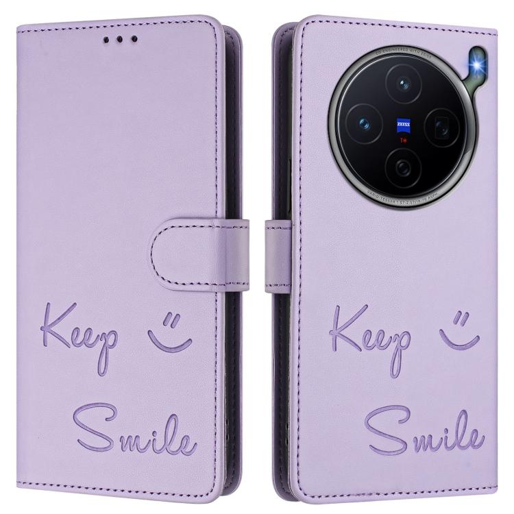 For vivo X300s Smile Embossing RFID Leather Phone Case