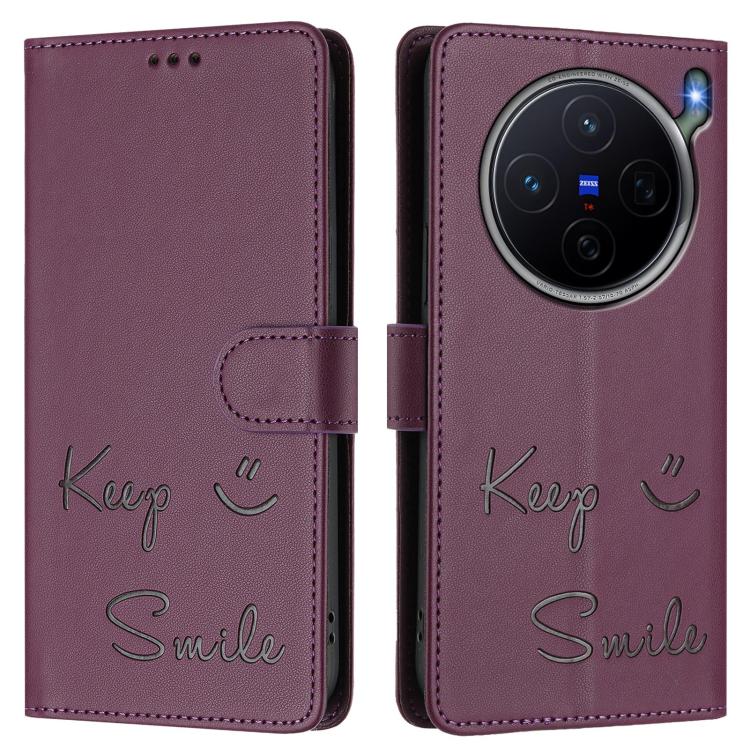 For vivo X300s Smile Embossing RFID Leather Phone Case