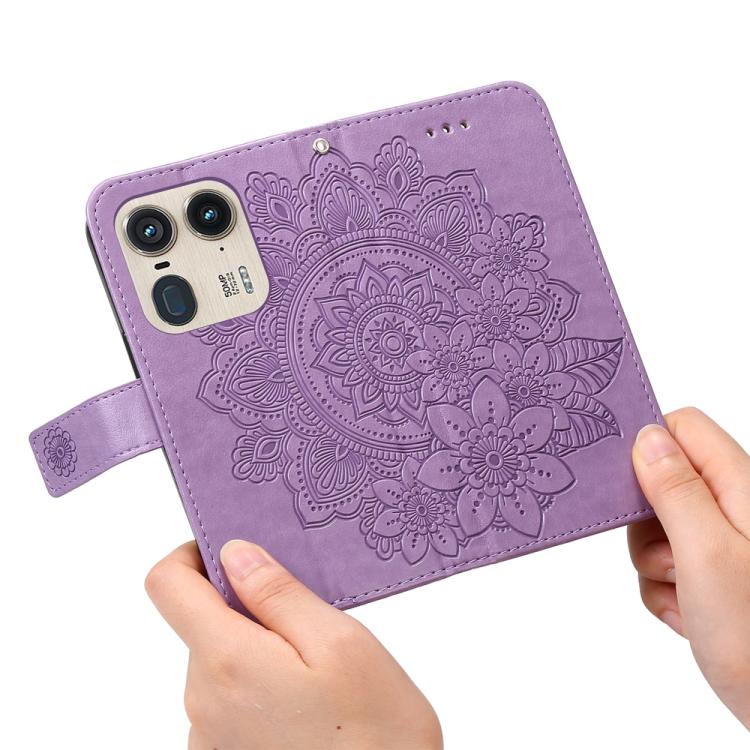 For Motorola Edge 50 Ultra / X50 Ultra Seven-petal Flowers Embossing Leather Phone Case