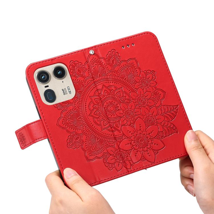 For Motorola Edge 50 Ultra / X50 Ultra Seven-petal Flowers Embossing Leather Phone Case
