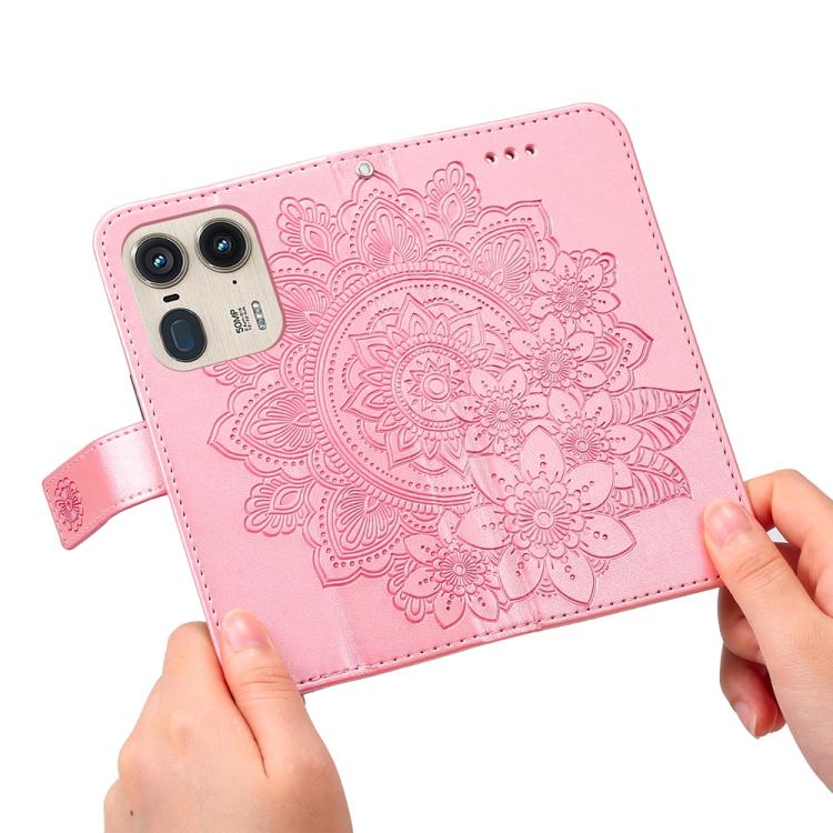 For Motorola Edge 50 Ultra / X50 Ultra Seven-petal Flowers Embossing Leather Phone Case