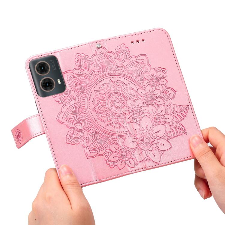 For Motorola Moto G85 / S50 Neo Seven-petal Flowers Embossing Leather Phone Case