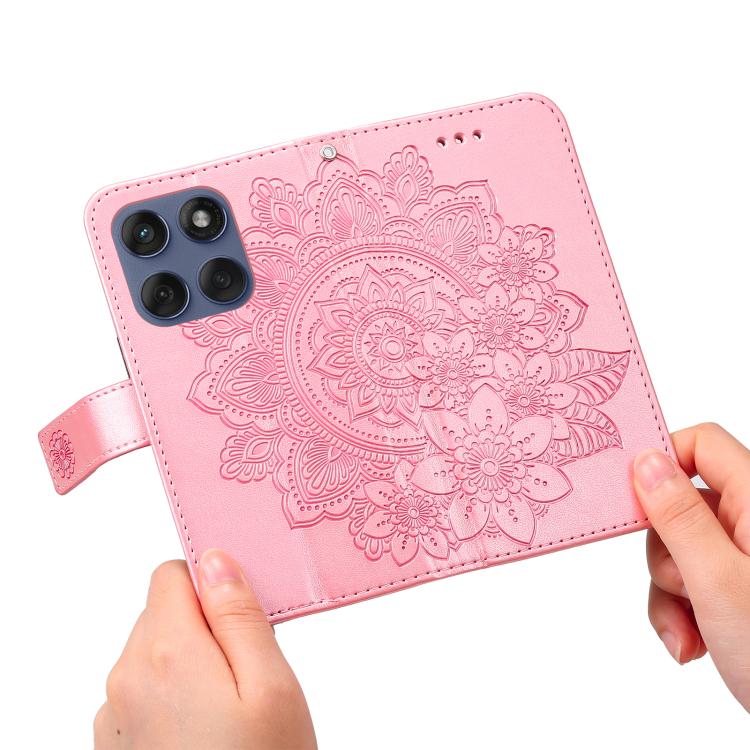 For Motorola Edge 60 Fusion / Edge 5G 2025 Seven-petal Flowers Embossing Leather Phone Case