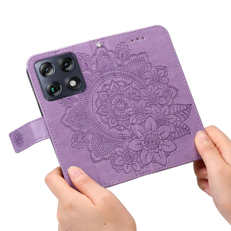 For Motorola Signature / Moto X70 Air Pro 5G Seven-petal Flowers Embossing Leather Phone Case