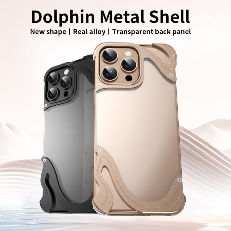 For iPhone 14 Pro Max Dolphin Metal Hybrid PC Transparent Back Panel Phone Case