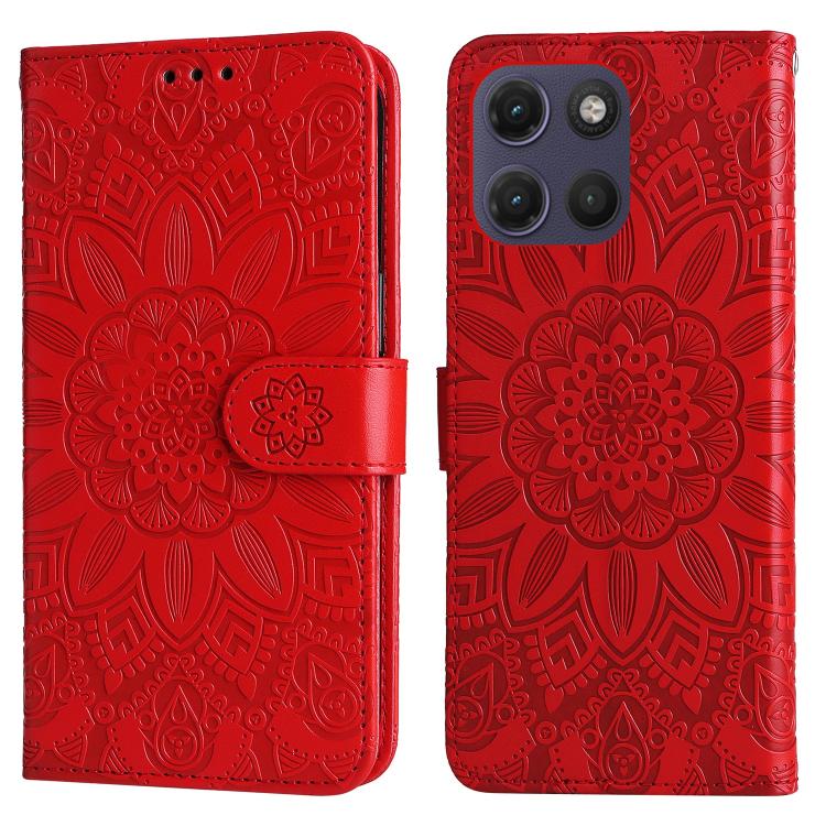 For Motorola Moto G17 4G / G17 Power 4G Embossed Sunflower Leather Phone Case