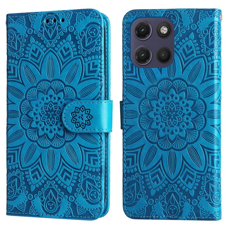 For Motorola Moto G17 4G / G17 Power 4G Embossed Sunflower Leather Phone Case
