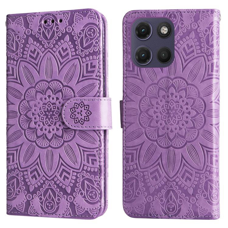 For Motorola Moto G17 4G / G17 Power 4G Embossed Sunflower Leather Phone Case