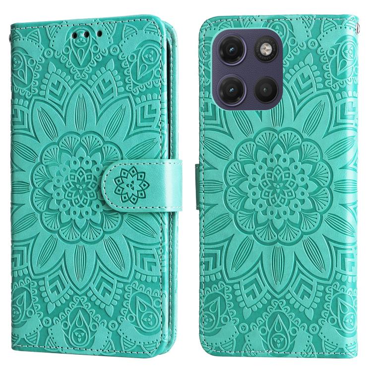 For Motorola Moto G17 4G / G17 Power 4G Embossed Sunflower Leather Phone Case