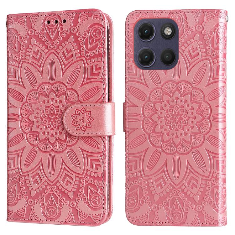 For Motorola Moto G17 4G / G17 Power 4G Embossed Sunflower Leather Phone Case