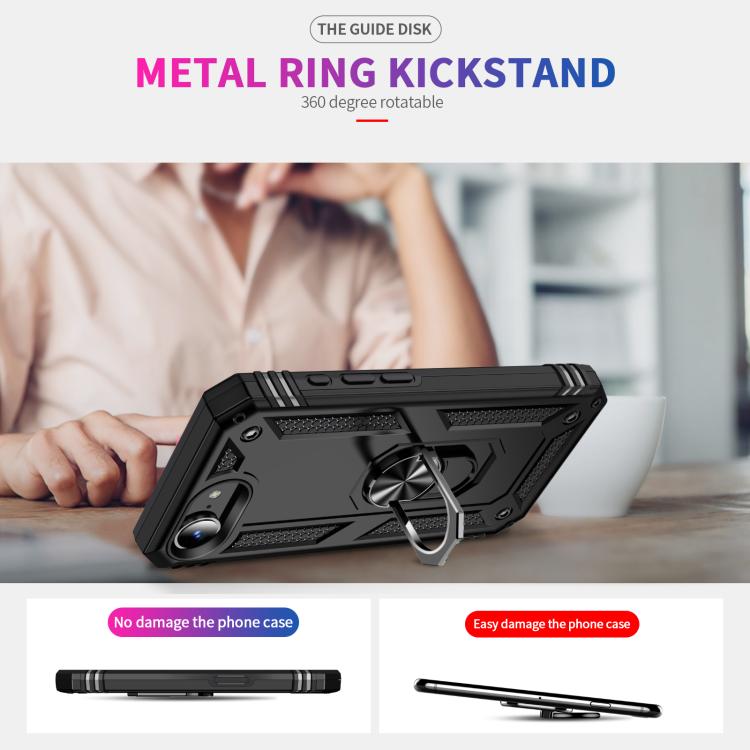 For iPhone 17e / 16e Shockproof TPU Hybrid PC Phone Case with Holder