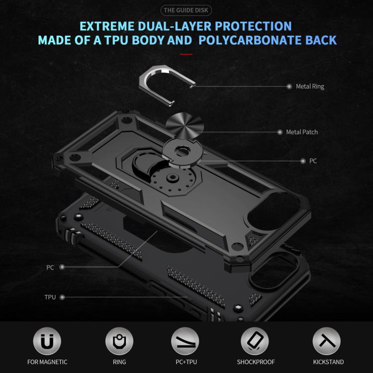 For iPhone 17e / 16e Shockproof TPU Hybrid PC Phone Case with Holder