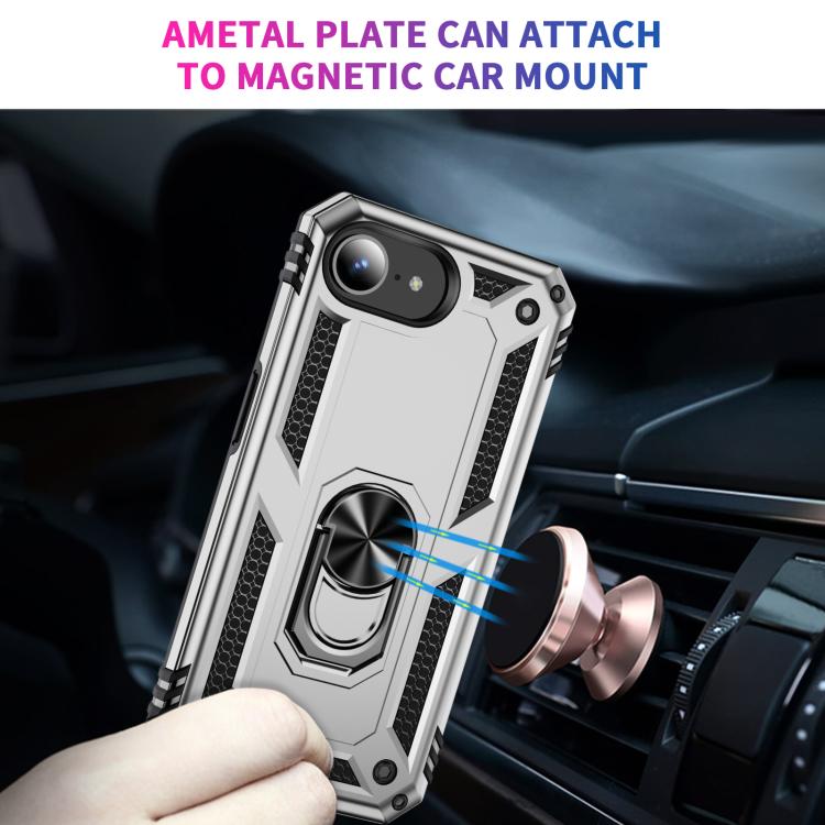 For iPhone 17e / 16e Shockproof TPU Hybrid PC Phone Case with Holder