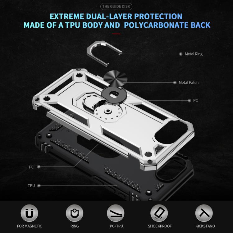 For iPhone 17e / 16e Shockproof TPU Hybrid PC Phone Case with Holder