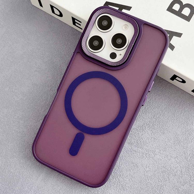 For iPhone 16 Pro Max Diamond Lens Frame PC Hybrid TPU MagSafe Phone Case