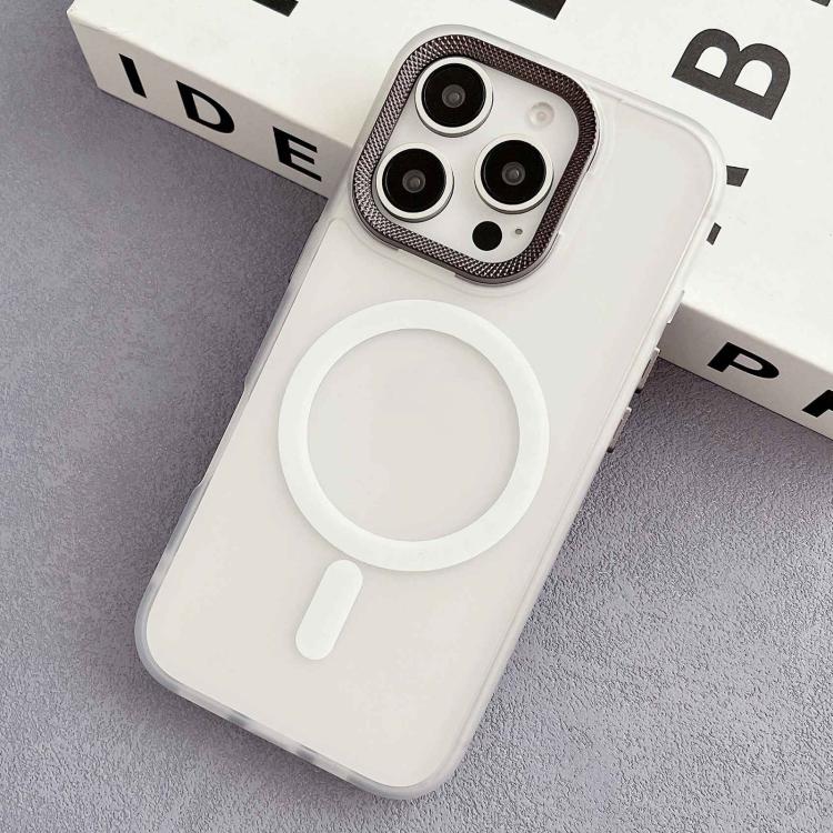 For iPhone 16 Pro Diamond Lens Frame PC Hybrid TPU MagSafe Phone Case