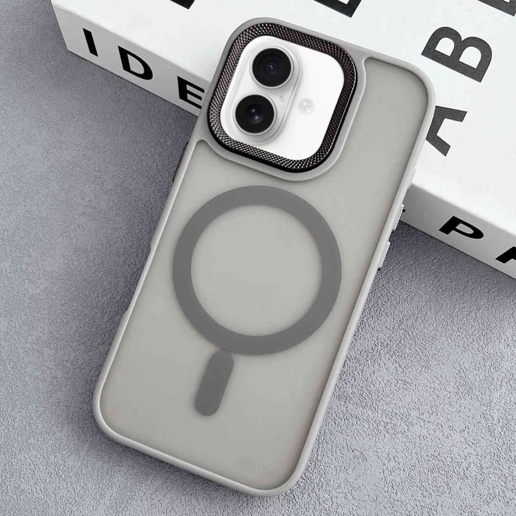 For iPhone 16 Plus Diamond Lens Frame PC Hybrid TPU MagSafe Phone Case