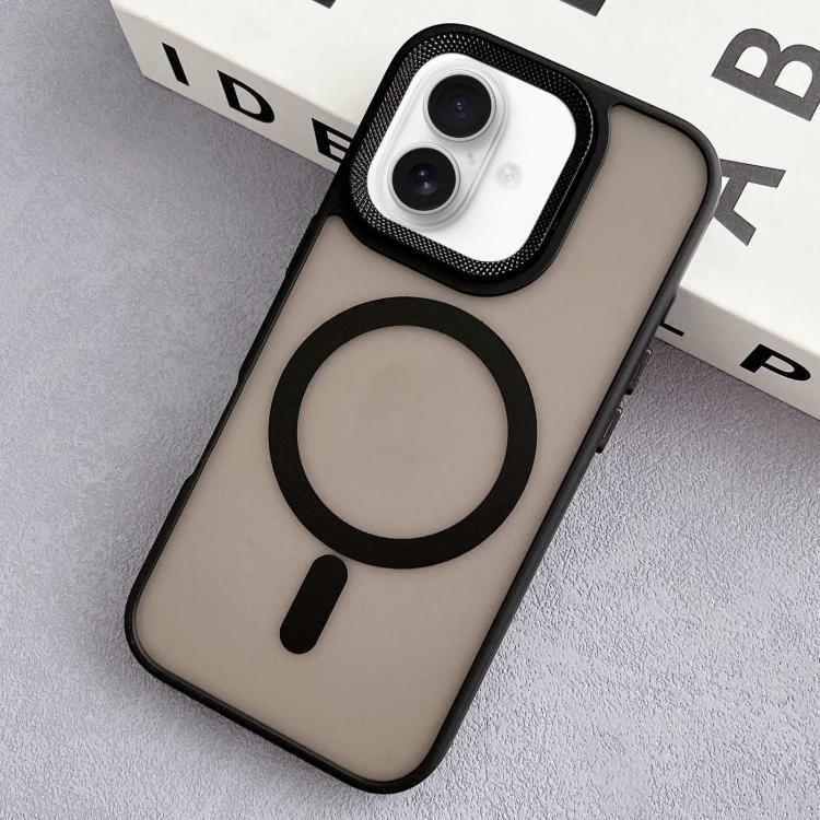 For iPhone 16 Plus Diamond Lens Frame PC Hybrid TPU MagSafe Phone Case