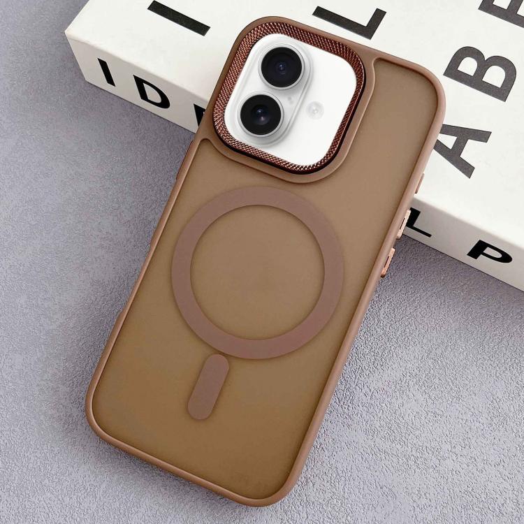 For iPhone 16 Plus Diamond Lens Frame PC Hybrid TPU MagSafe Phone Case