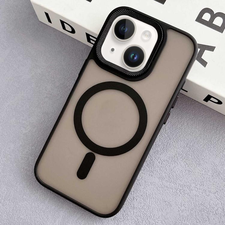 For iPhone 15 Diamond Lens Frame PC Hybrid TPU MagSafe Phone Case
